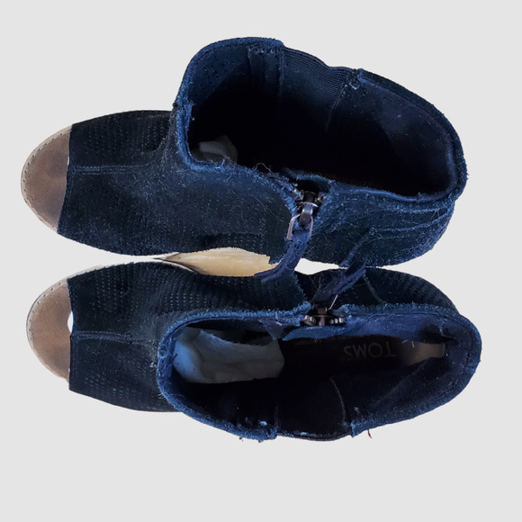 Toms Perforated Suede Open Toe Bootie - Picture 4 of 9